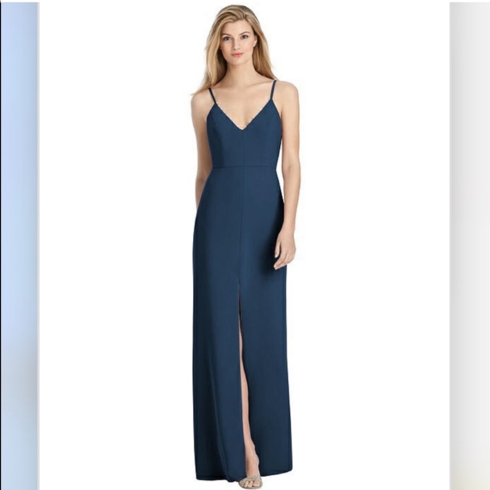 Lela Rose Navy Pearl Embellished Gown